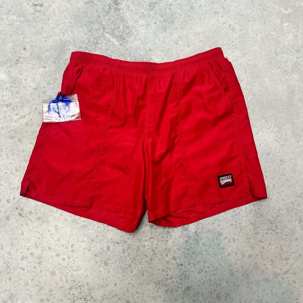 Speedo Vintage Red Nylon Swim Trunks - Large